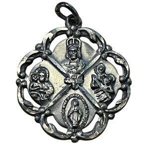 Vintage Hayward Sterling Silver Miraculous Mary Medal Call A Priest Pendant